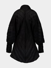 Zeus+Dione Black Off-Shoulder Geranium Textured Silk Shirt