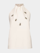 Zeus+Dione Beige Open-Back Top with Swarovski Bees