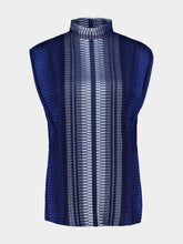 Zeus+Dione Navy Blue Kymo Backless Jacquard Silk Top