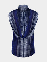 Zeus+Dione Navy Blue Kymo Backless Jacquard Silk Top