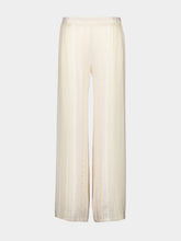 Zeus+Dione Cream Textured Silk Wide-Leg Trousers