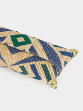 Bavash Designs Cecil Blue and Green Seaside Embroidered Straw Clutch