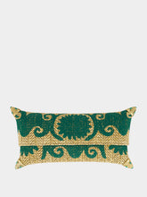 Bavash Designs Felicity Green Embroidered Straw Clutch