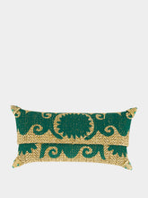 Bavash Designs Felicity Green Embroidered Straw Clutch