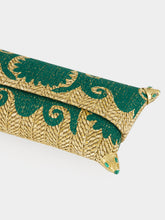Bavash Designs Felicity Green Embroidered Straw Clutch
