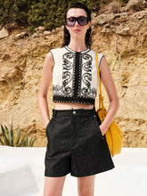 Zeus+Dione Ivory Kymata Embroidered Cotton Vest