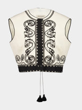Zeus+Dione Ivory Kymata Embroidered Cotton Vest