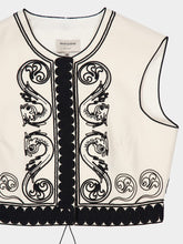 Zeus+Dione Ivory Kymata Embroidered Cotton Vest