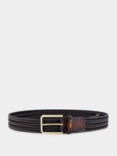 Santoni Brown Classic Woven Leather Belt