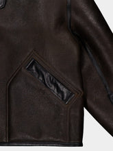 Lemaire Espresso Shearling Coat with Contrasting Leather Trim