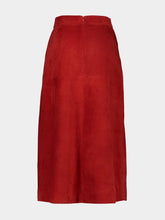 Paula Corvus Cabernet Embroidered Suede Skirt