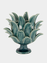 Jean Roger Peacock Blue Flamme Small Ceramic Vase
