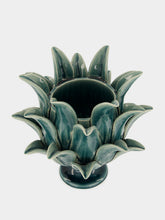 Jean Roger Peacock Blue Flamme Small Ceramic Vase