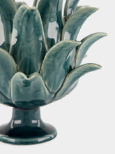 Jean Roger Peacock Blue Flamme Small Ceramic Vase