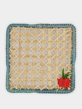 Coro Cora Natural and Sky Blue Iraca Palm Tomato Coaster
