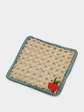 Coro Cora Natural and Sky Blue Iraca Palm Tomato Coaster