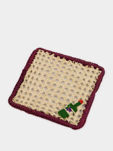 Coro Cora Natural and Burgundy Iraca Palm Wine Coaster