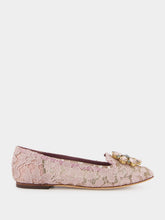 Dolce & Gabbana Pink Taormina Lace Slippers With Crystal Detail
