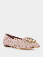 Dolce & Gabbana Pink Taormina Lace Slippers With Crystal Detail