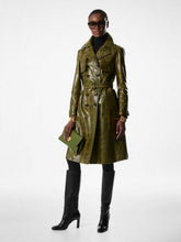 Tom Ford Olive Green Ayers Printed Leather Trench Coat