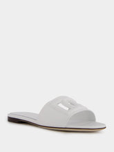Dolce & Gabbana DG Logo White Calfskin Sliders