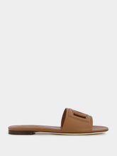 Dolce & Gabbana DG Logo Brown Calfskin Sliders