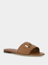 Dolce & Gabbana DG Logo Brown Calfskin Sliders