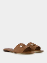 Dolce & Gabbana DG Logo Brown Calfskin Sliders