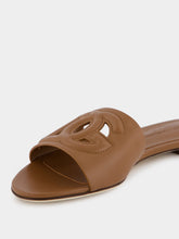 Dolce & Gabbana DG Logo Brown Calfskin Sliders