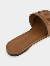 Dolce & Gabbana DG Logo Brown Calfskin Sliders