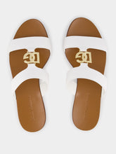 Dolce & Gabbana DG Logo White Calfskin Sliders