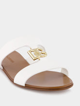 Dolce & Gabbana DG Logo White Calfskin Sliders