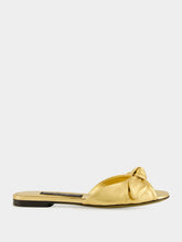 Dolce & Gabbana Gold Mordoré Nappa Leather Slides