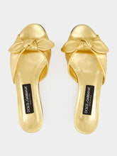 Dolce & Gabbana Gold Mordoré Nappa Leather Slides