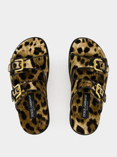 Dolce & Gabbana Leopard-Print Velvet Hawaiian Sliders