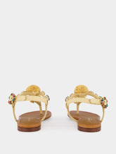 Dolce & Gabbana Beige Crochet Flip-Flops with Stones