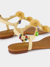 Dolce & Gabbana Beige Crochet Flip-Flops with Stones