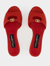 Dolce & Gabbana Red Lambskin Logo Flat Sandals