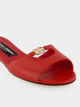 Dolce & Gabbana Red Lambskin Logo Flat Sandals