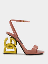 Dolce & Gabbana Pink Patent Leather Sandals with Sculptural Heel