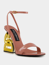 Dolce & Gabbana Pink Patent Leather Sandals with Sculptural Heel