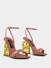 Dolce & Gabbana Pink Patent Leather Sandals with Sculptural Heel