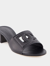 Black Leather Heeled Slides | PDP - Fashion Clinic