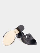 Black Leather Heeled Slides | PDP - Fashion Clinic