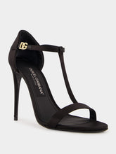 Dolce & Gabbana Black Satin T-Bar Sandals