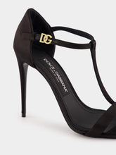 Dolce & Gabbana Black Satin T-Bar Sandals