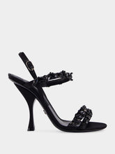 Dolce & Gabbana Black Satin Rhinestone High-Heel Sandals