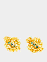 FENOMENA Gold Halo 3 Emerald Earrings