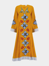 Paula Crystal Linen Embroidered Maxi Dress