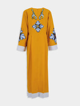 Paula Crystal Linen Embroidered Maxi Dress